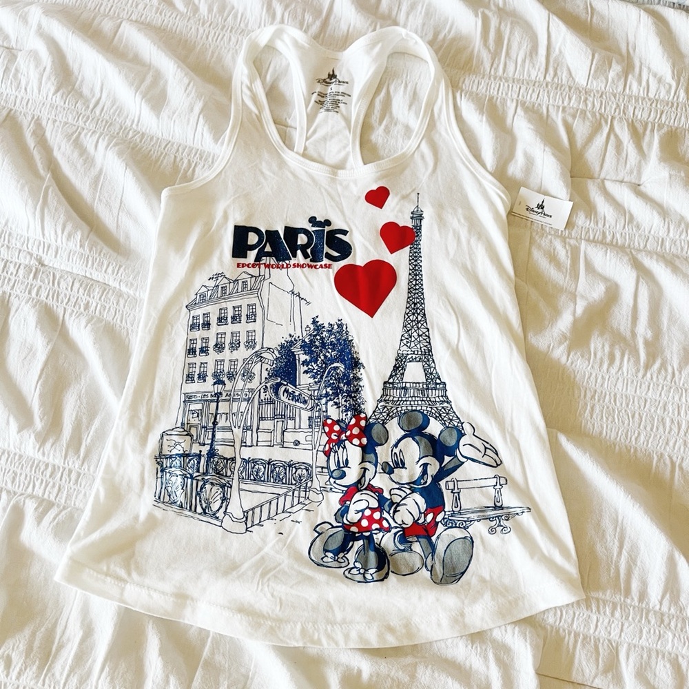 NWT DISNEY White Racerback Tank Top Size Small